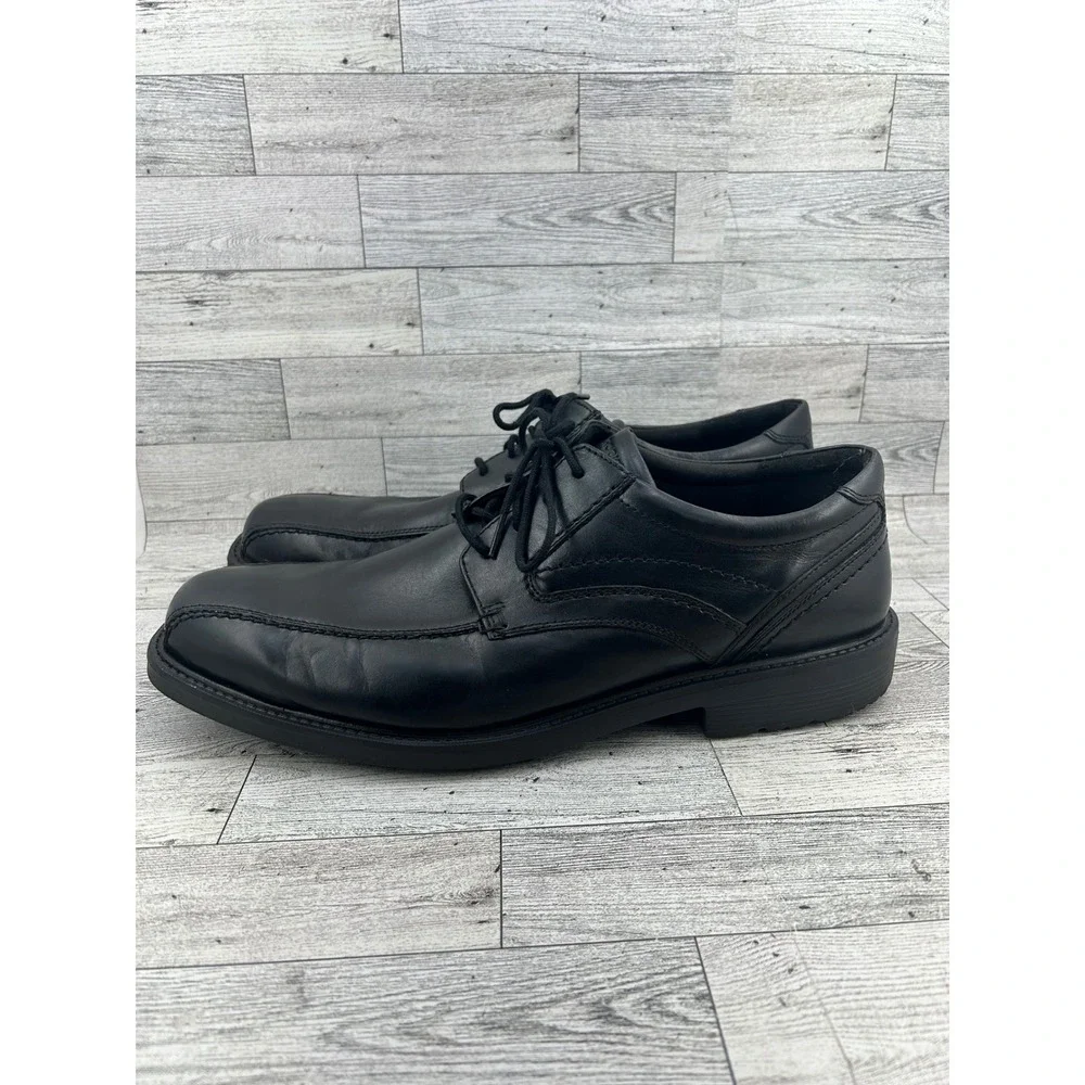 Rockport Mens Black Leather Square‎ Toe Lace Up Dress Shoes Size 15W